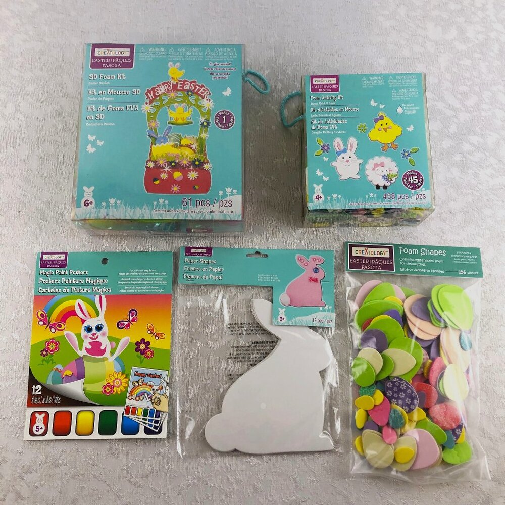 Creatology Easter Kids Craft Bundle: Foam Kits, Magic Paint, Bunnies & Eggs NOS